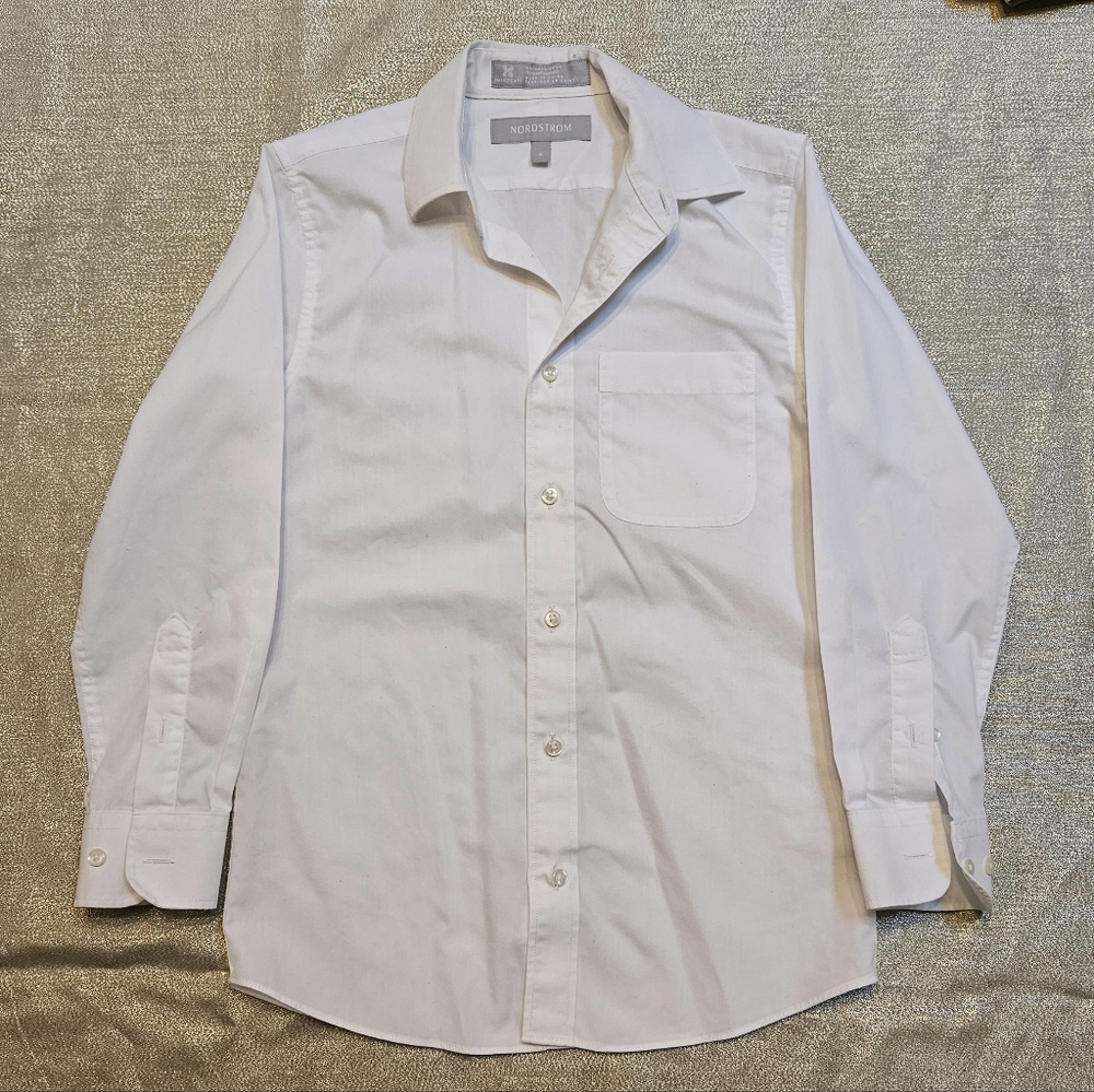 Nordstrom White Button Down Collared Business Shirt Boy's 8